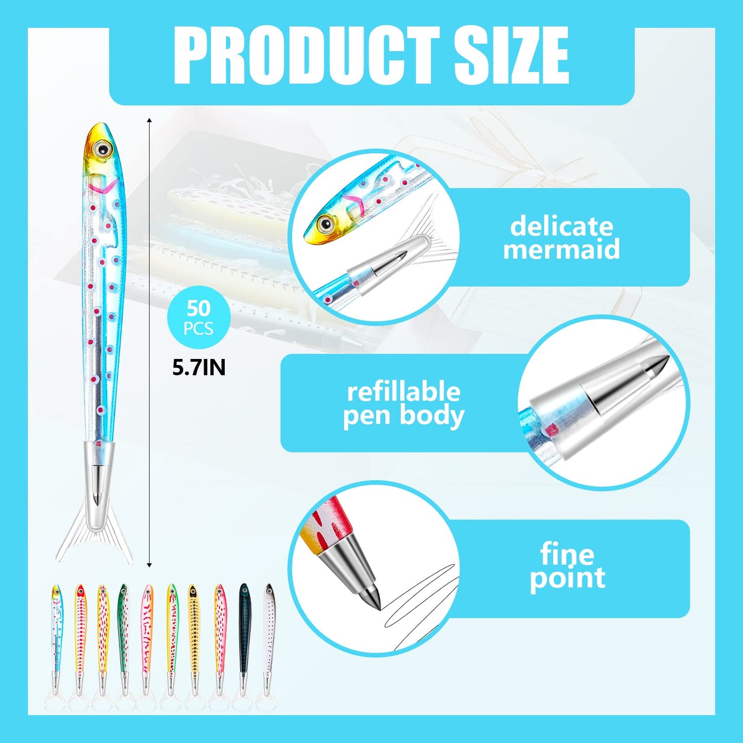 Outus Fish Ballpoint Pens Novelty Kawaii Fish Pens 0.7 mm Black Ink Writing Ballpoint Bulk
