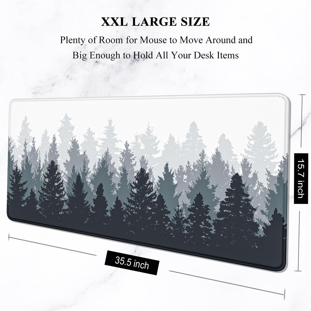 Auhoahsil Large Gaming Mouse Pad, XXL 35.4 x 15.7 in Desk Mat, Conifer Tree