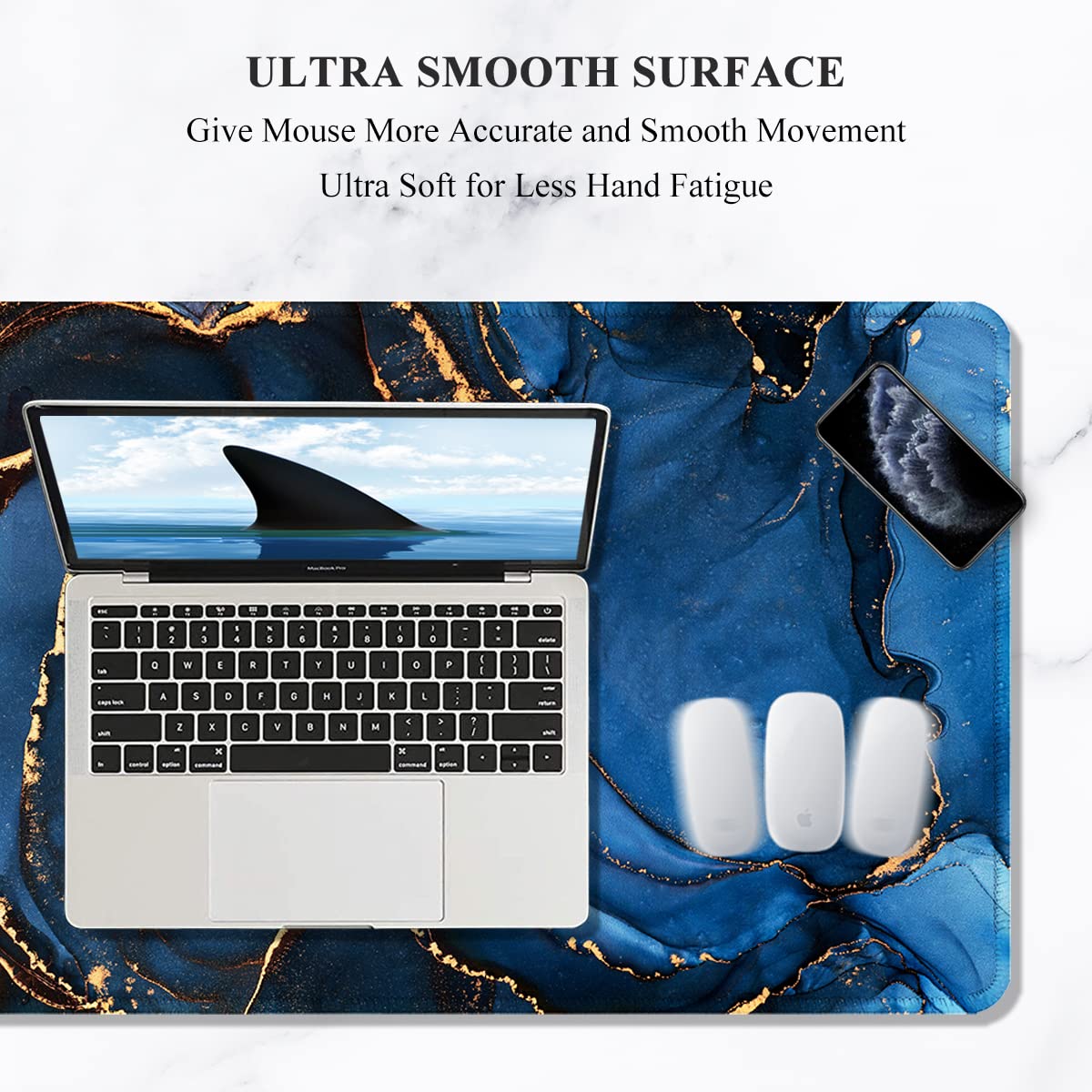 Auhoahsil Large Mouse Pad, XXL Desk Pad, Extened 35" x 15", Non-Slip Rubber Base, Stitched Edges