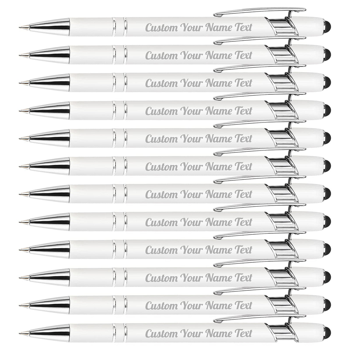 12PCS Personalized Pens Bulk with Name Free Engraving,Custom Ballpoint Pens with Stylus,Engraved