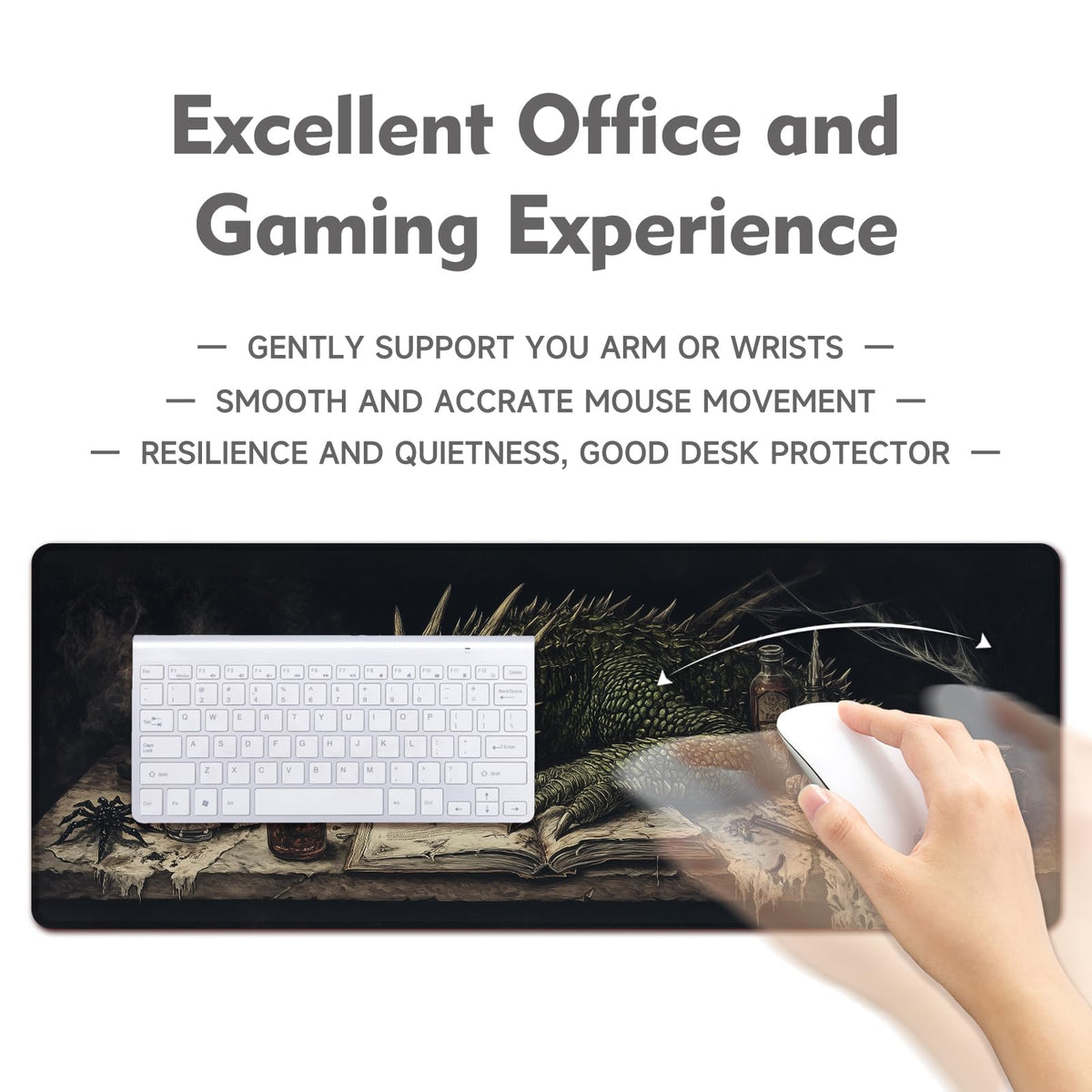 Desk Mat Mouse Pad Gaming Desk Pad XL Large Mouse Mat Office Decor Accessories (Sleeping Dragon)