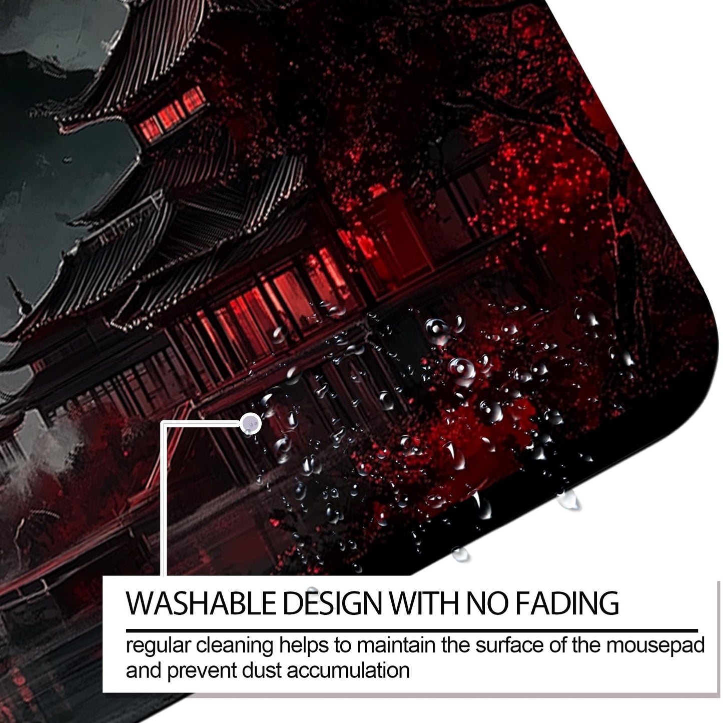 JIANG100 Moonlit Japanese Lake Scene Gaming Desk Mat, XL Extended Mouse Pad