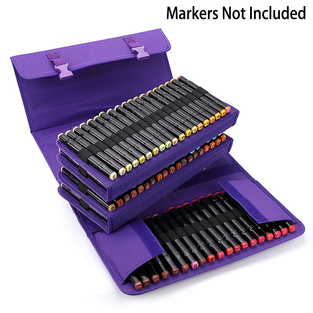 BTSKY New 171 Slots Marker Case Lipstick Organizer-Canvas Markers Holder for Markers and Sketch
