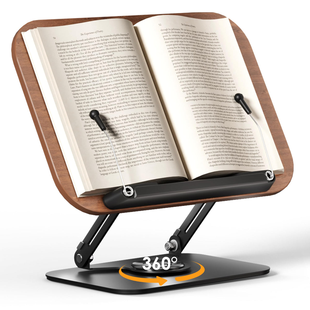 SupeDesk Book Stand for Reading, Adjustable Book Holder with 360° Rotating Bases, Foldable Designs
