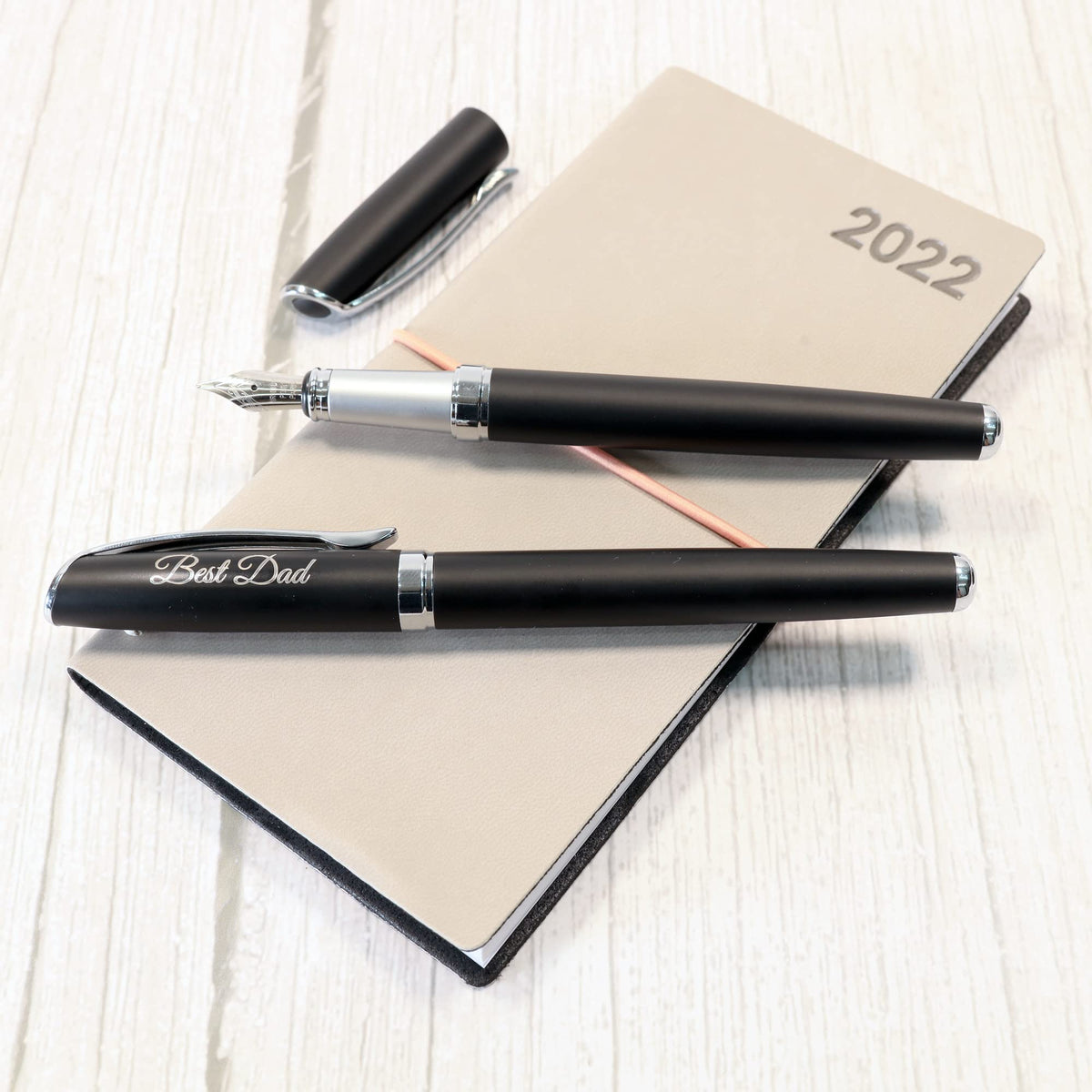 Personalised Custom Premium Satin Black Metal Fountain Pen + Gift Box | Design A Truly Unique