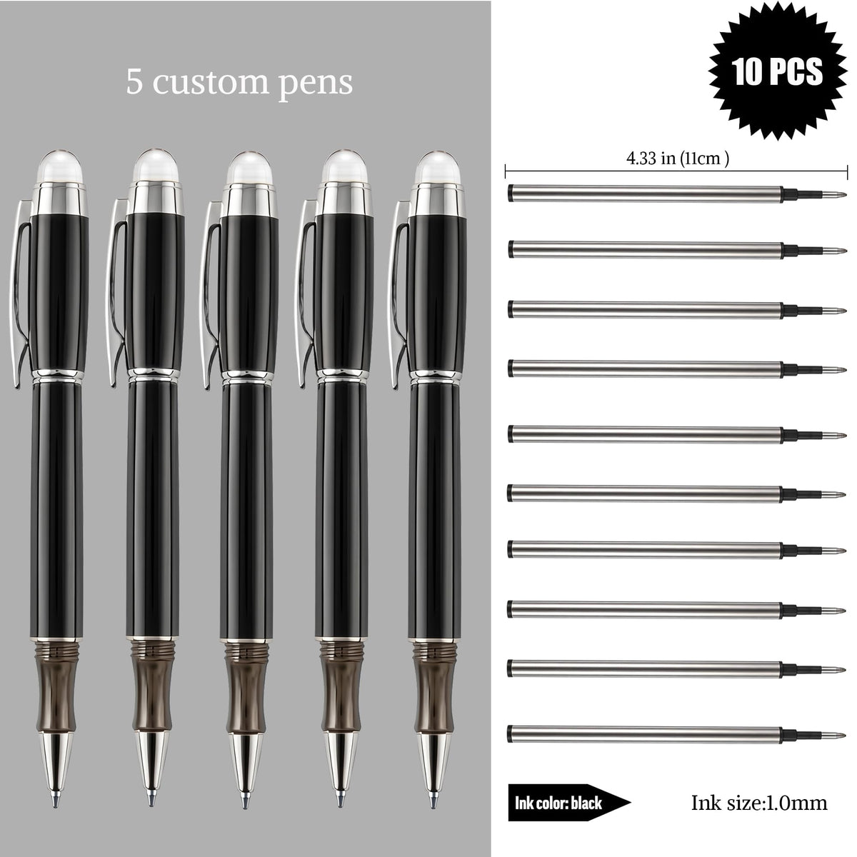 Ancolo Personalized Ballpoint Pens - Custom Your Name or Message 5pcs/set