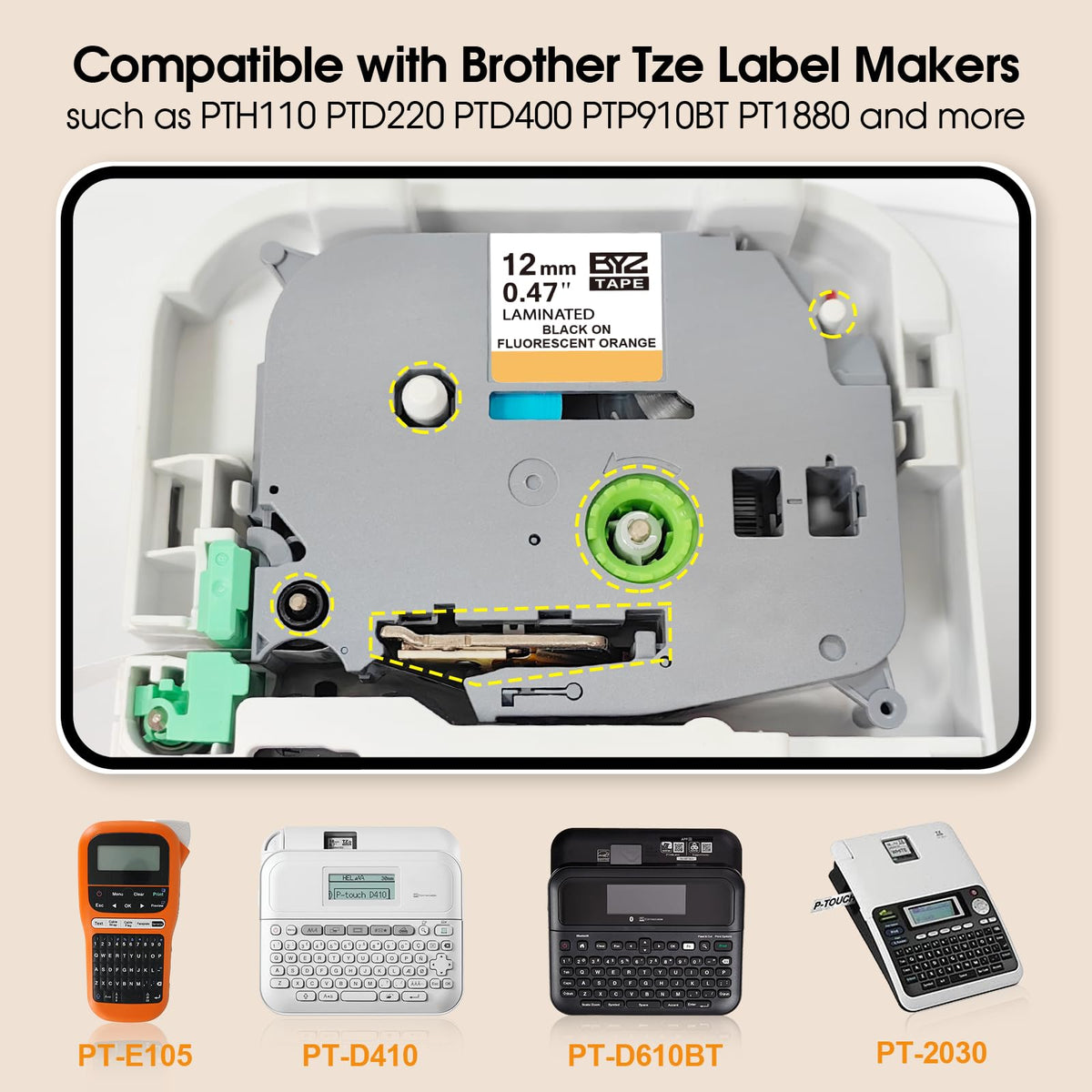 Compatible with Brother P Touch TZe-B31 Label Maker Refills, 4-Pack