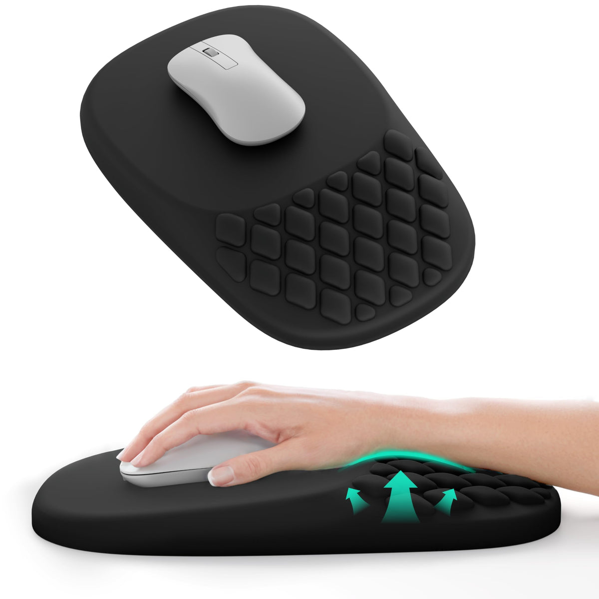 VAGAU Ergonomic Mouse Pad with Wrist Support, Wrist Rest Pain Relief Black