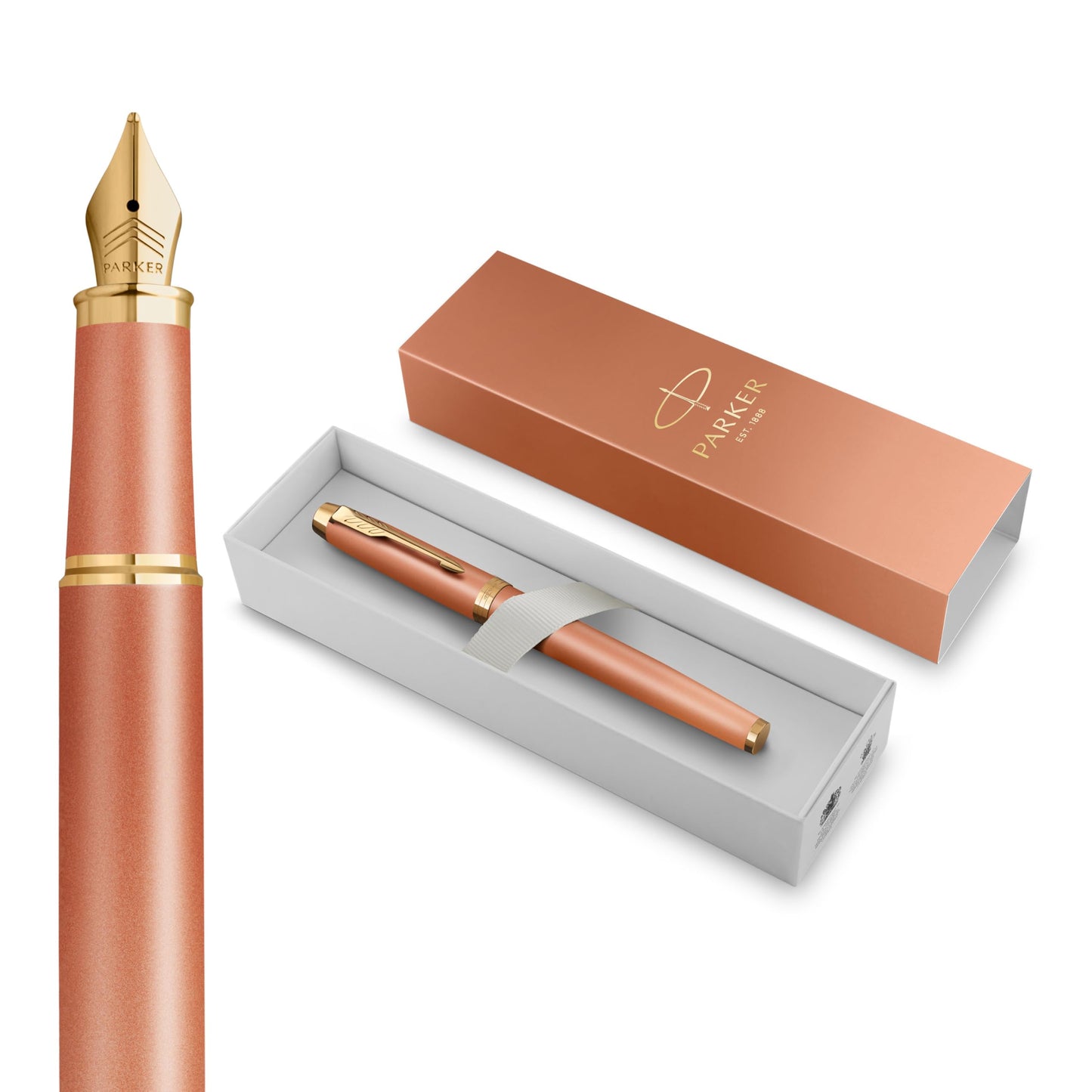PARKER IM Writing Rituals Fountain Pen, Vibrant Orange Case with Colour Gradient and Gold Trims