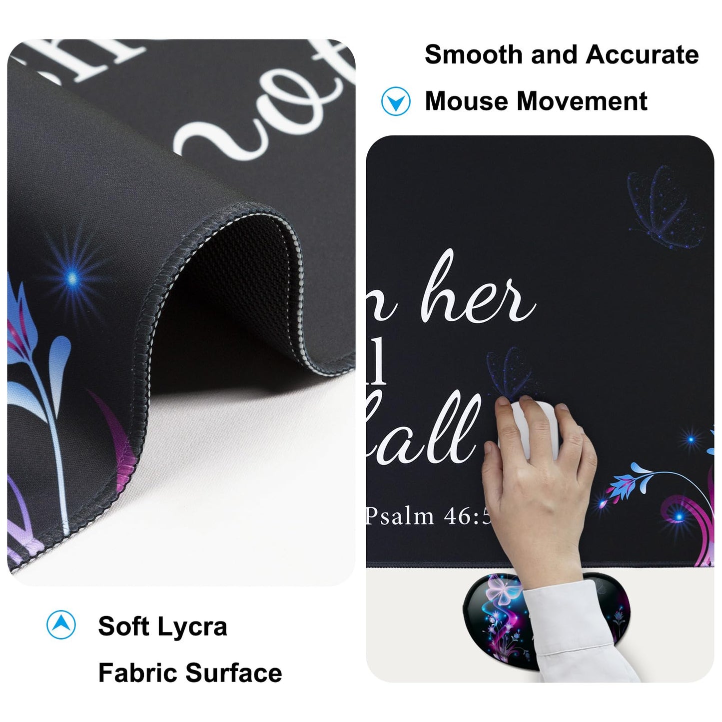 4 in 1 Mouse Pad and Keyboard Wrist Rest,Large Desk Mat,Coaster Set-Purple
