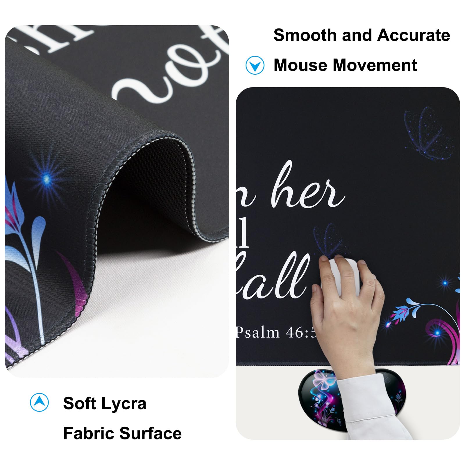 4 in 1 Mouse Pad and Keyboard Wrist Rest,Large Desk Mat,Coaster Set-Purple