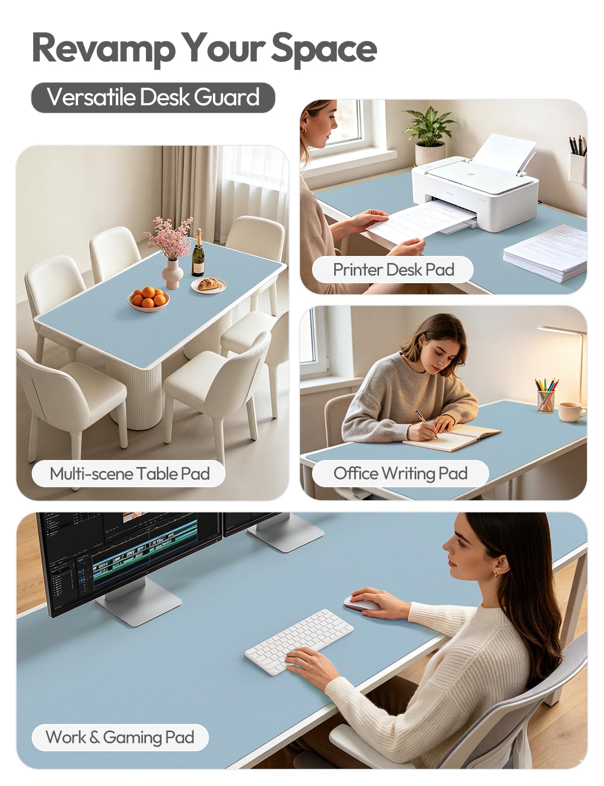 YSAGi Leather Desk Protector, Office Mat, Large Mouse Mat, Non-Slip PU Leather Blotter, Laptop Desk