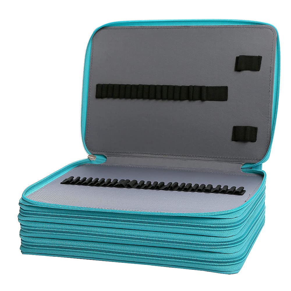 Lbxgap 200 Slots Pencil Case 4-Layer Zipped Holder w/Handle