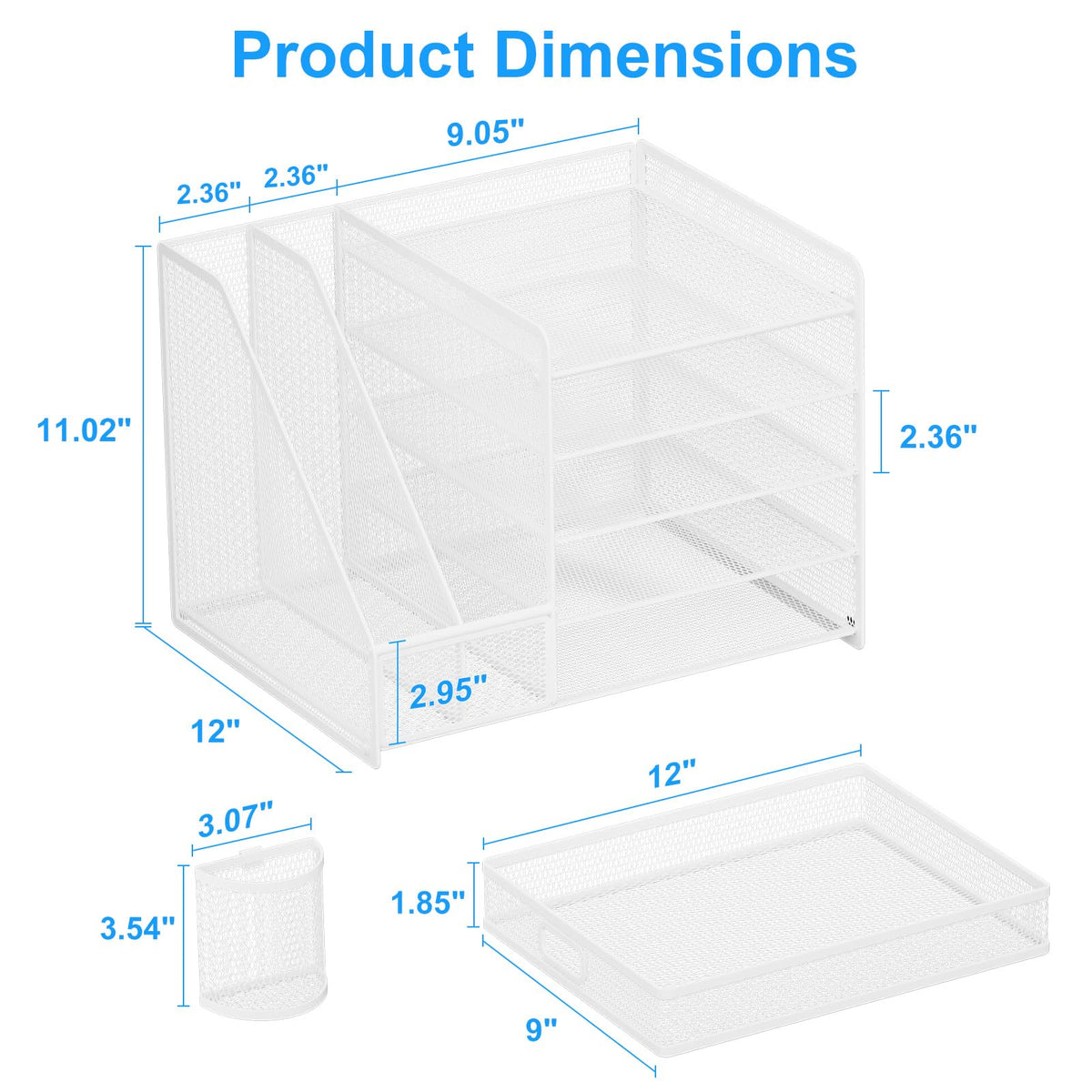 Lavatino Desk Organizer with File Holder, 5-Tier Paper Letter Tray Organizer with Sliding Drawer