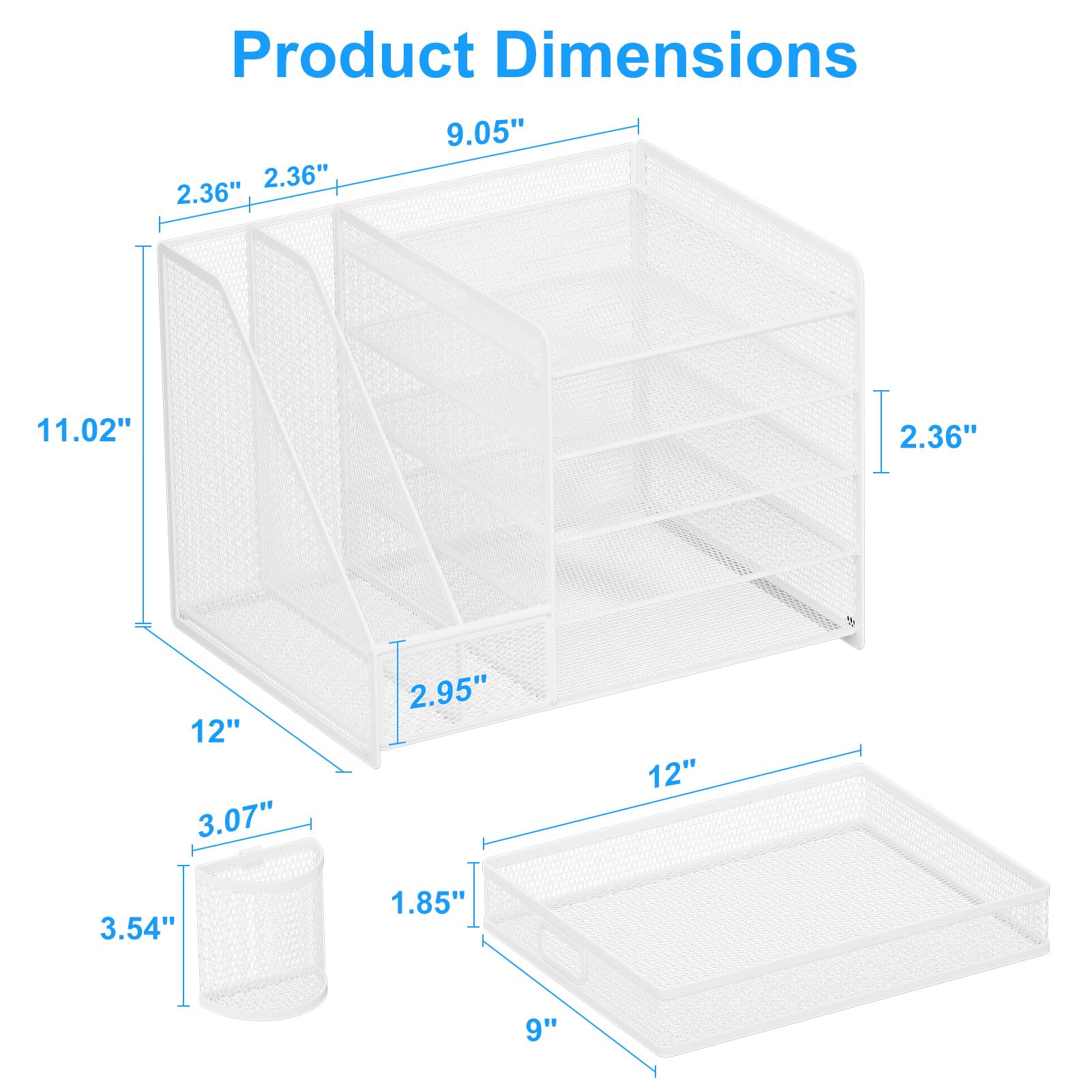 Lavatino Desk Organizer with File Holder, 5-Tier Paper Letter Tray Organizer with Sliding Drawer