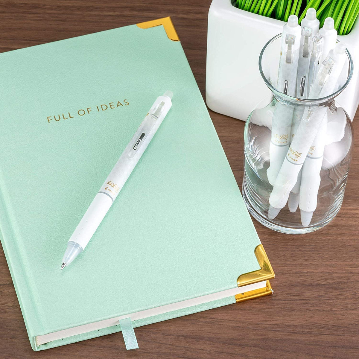 PILOT Frixion Erasable Pens 0.5 Ball Clicker Gel Ink Retractable Pen - Extra Fine Point - White