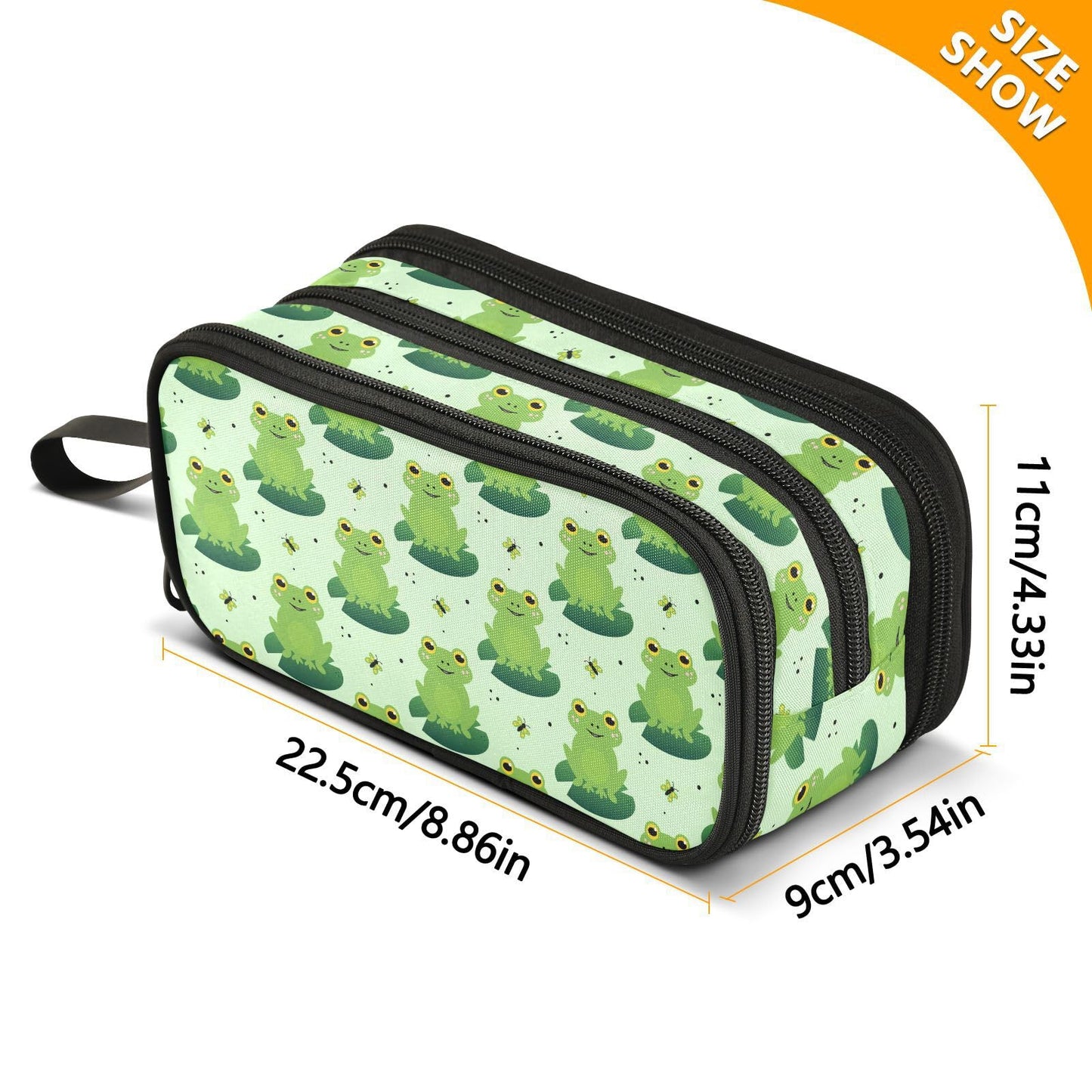 Sletend Pencil Case Cute Frog 3 Compartments Pencil Pouch