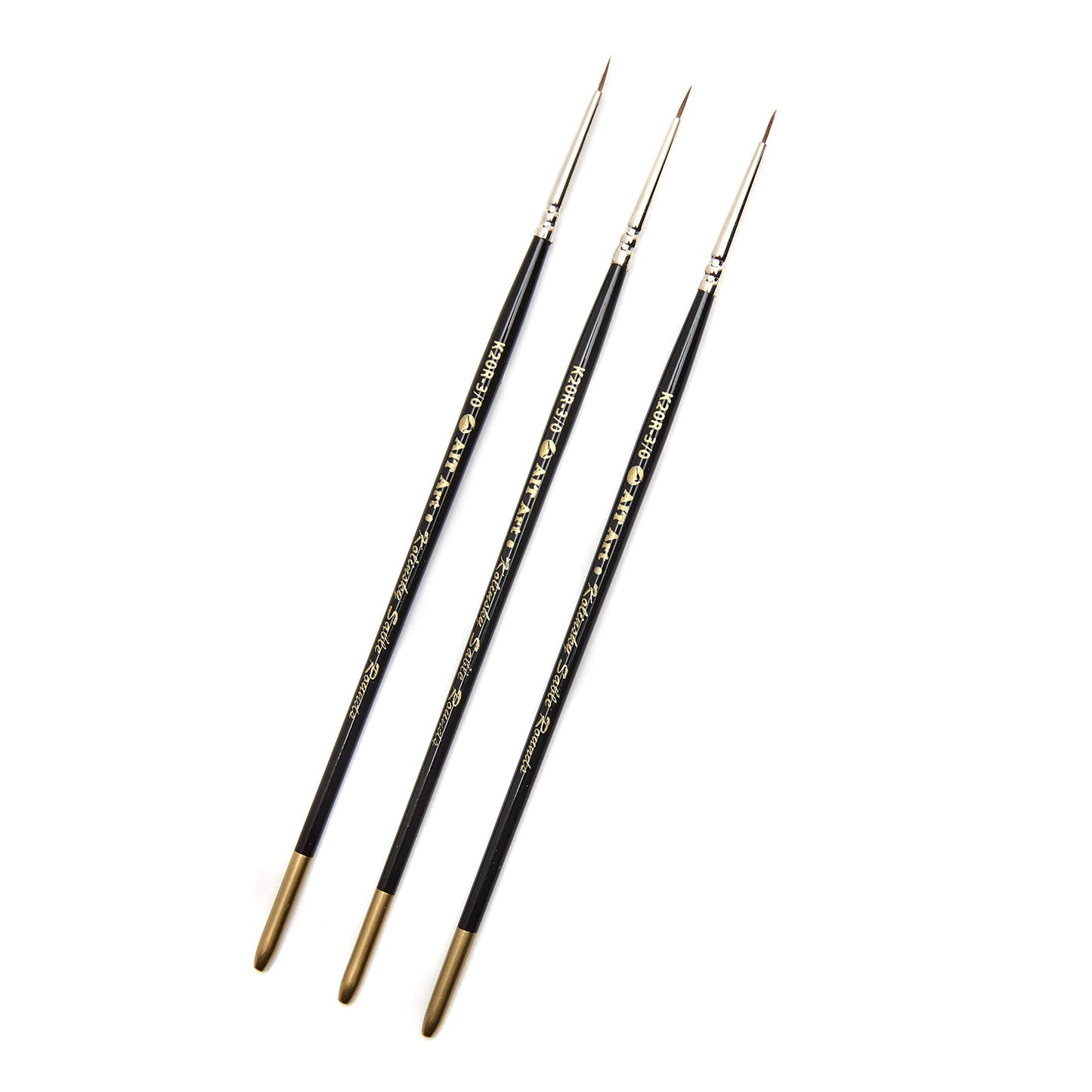 AIT Art Premium Round Detail Kolinsky Paint Brushes, Size 3/0, Pack of 3, Pure Russian Red Sable