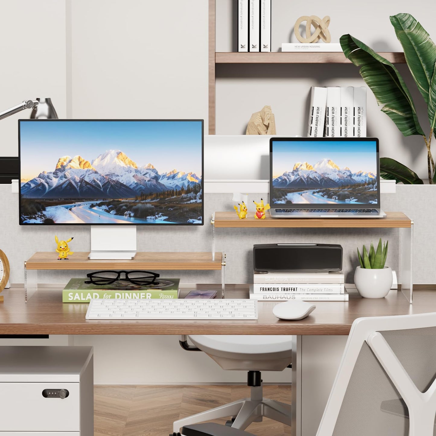 YGYQZ Adjustable Monitor Stand Riser, 7.67"×15.74" Dual Monitor Desk Stand