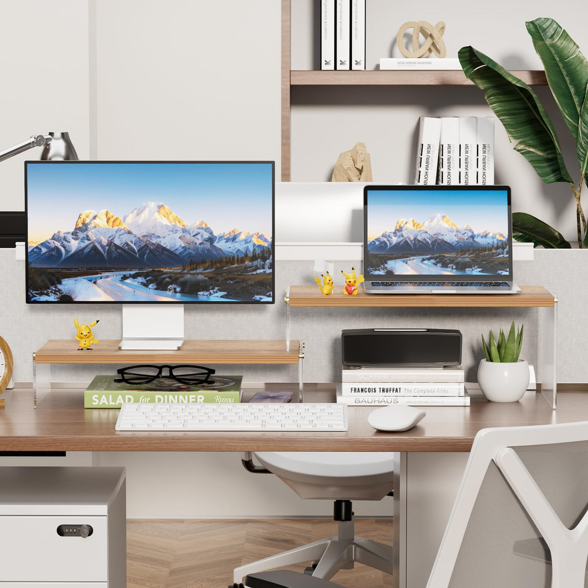YGYQZ Adjustable Monitor Stand Riser, 7.67"×15.74" Dual Monitor Desk Stand