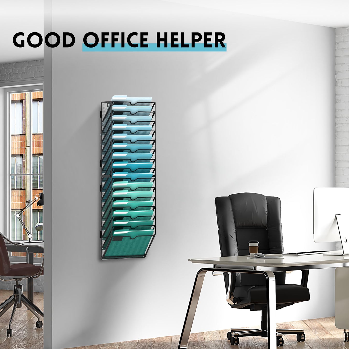 15-Tier Wall File Organizer, Hanging File Holder, Wall Mounted Mail Sorter