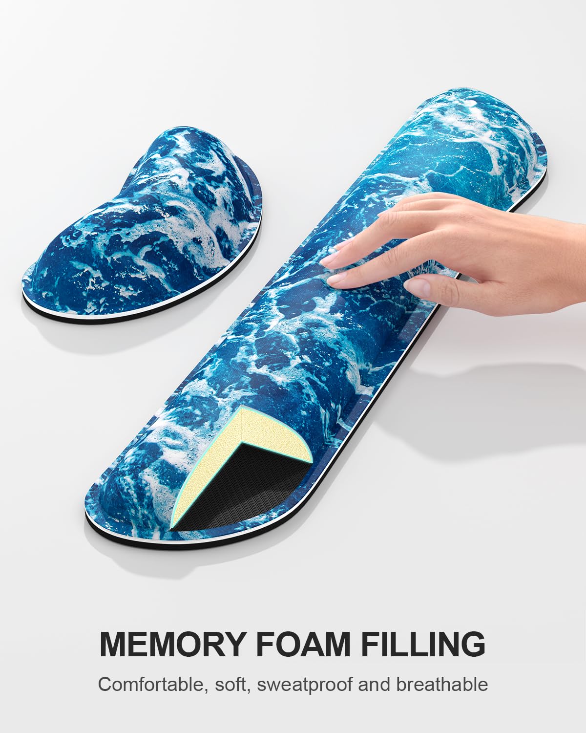 Auhoahsil Large Mouse Pad with Wrist Rests for Keyboard & Mouse, Thick Soft Ergonomic Memory Foam