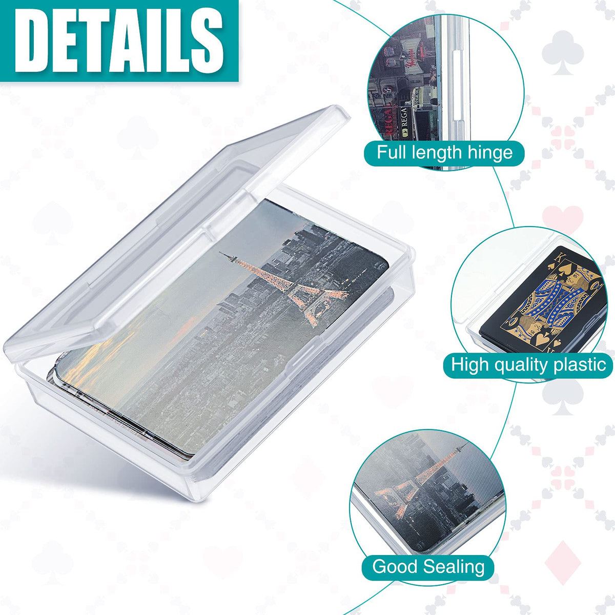 Queekay 36 Pcs Plastic Playing Card Cases Clear Deck Holders Gaming