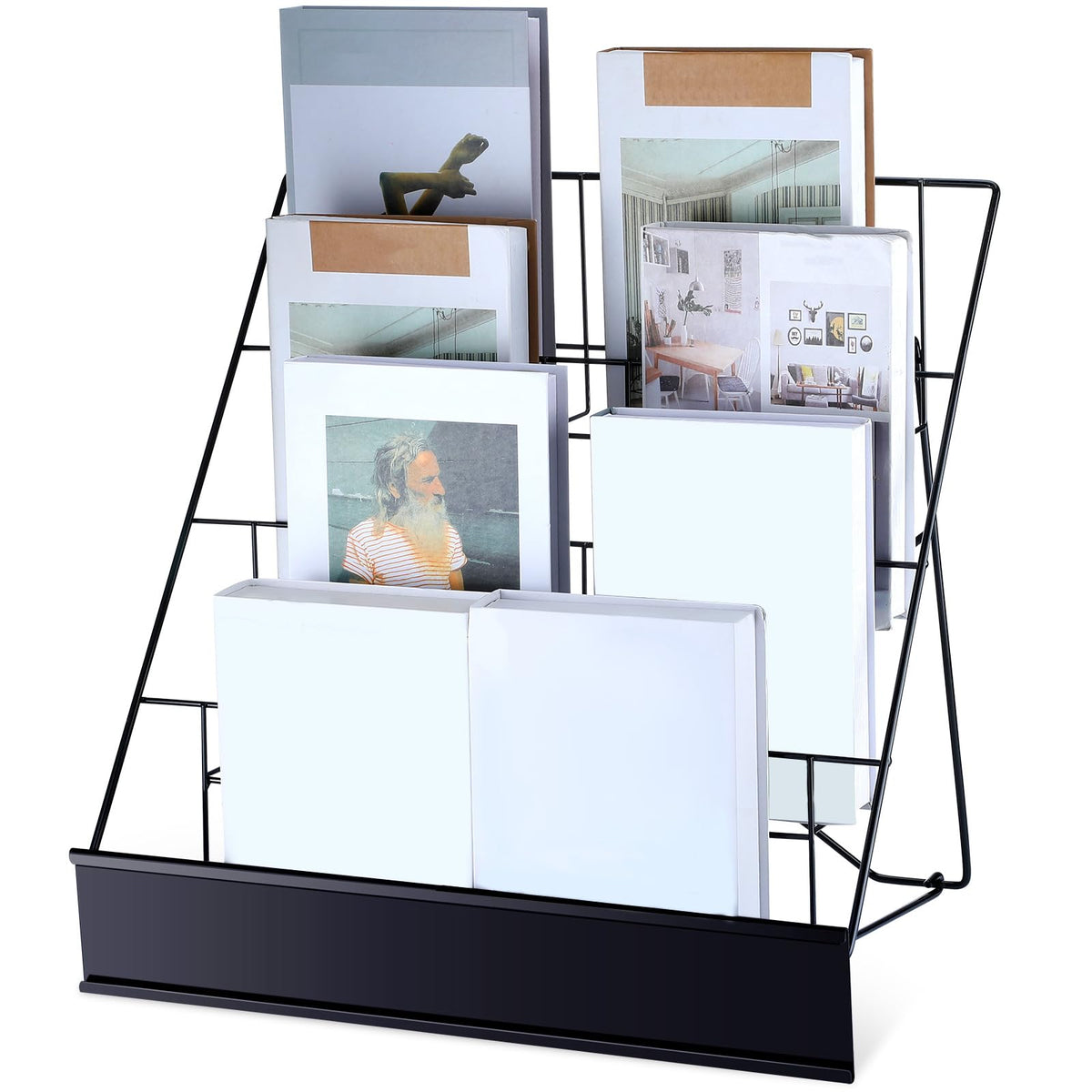 Sintuff Book Display Rack 4-tiered Stand 18" Comic Book Display Rack, Black