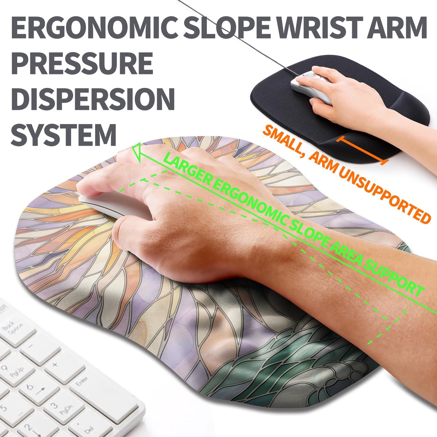 Armanza Ergonomic Slope Mouse Pad Wrist Support, Wrist Rest Mousepad for Carpal Tunnel Pain Relief