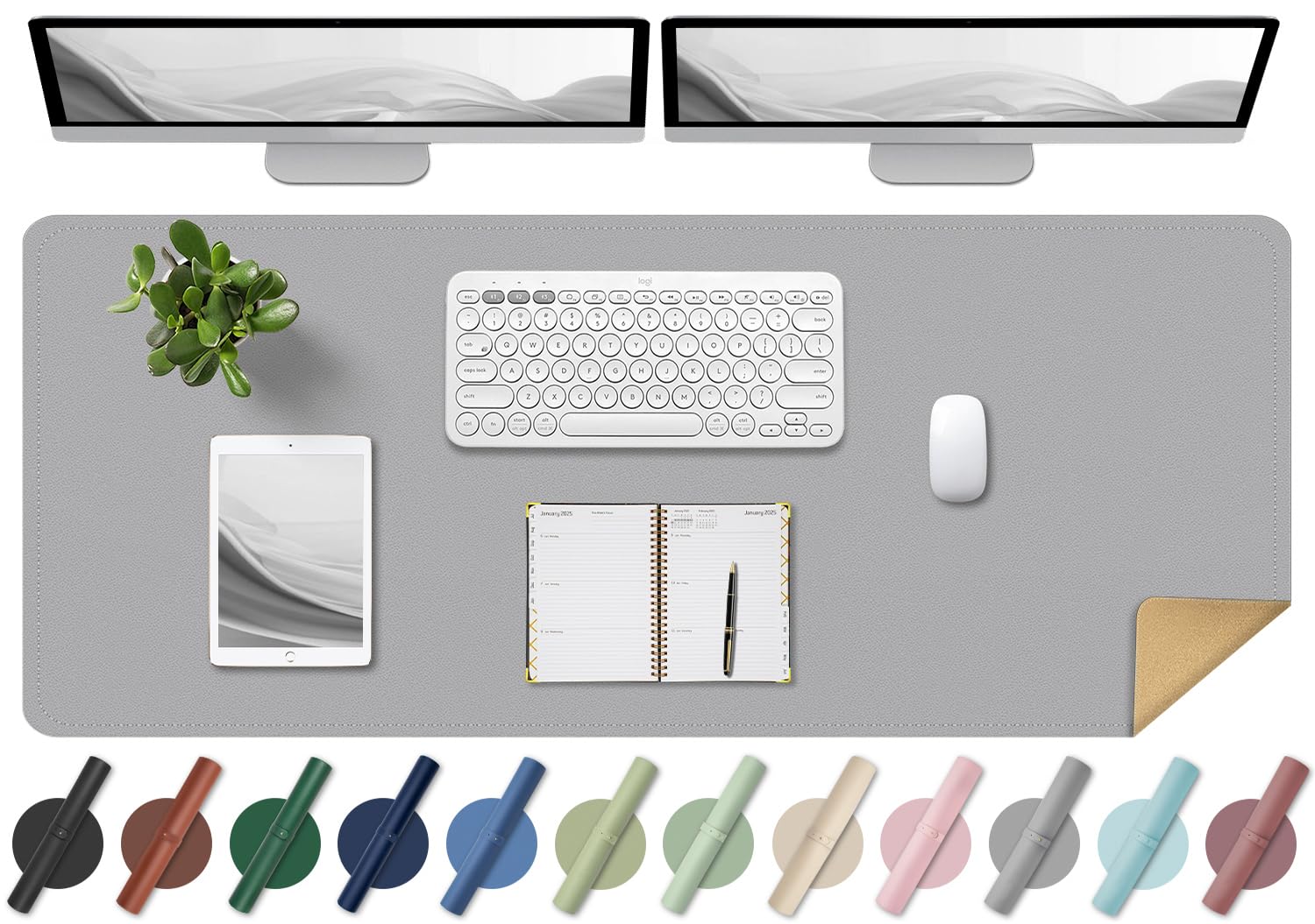 BLESWIN Large Desk Pad, 47.2'' x 23.6'', Office Desk Mat, Computer Mat for Desk, Leather Desk Pad