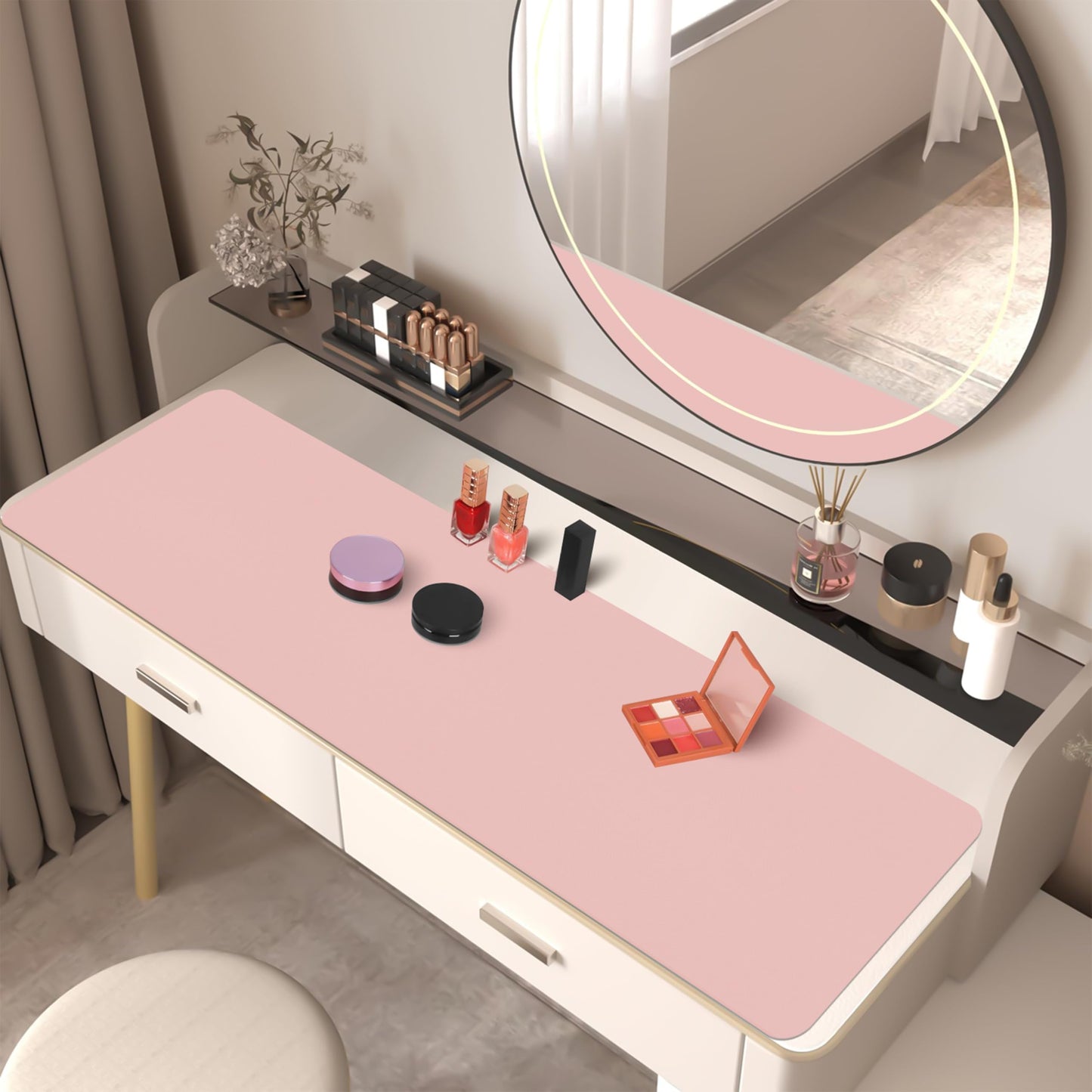 Meetcolor Leather Desk Pad Mat, Large Pink Desk Mat, 47.2" x 16.9"