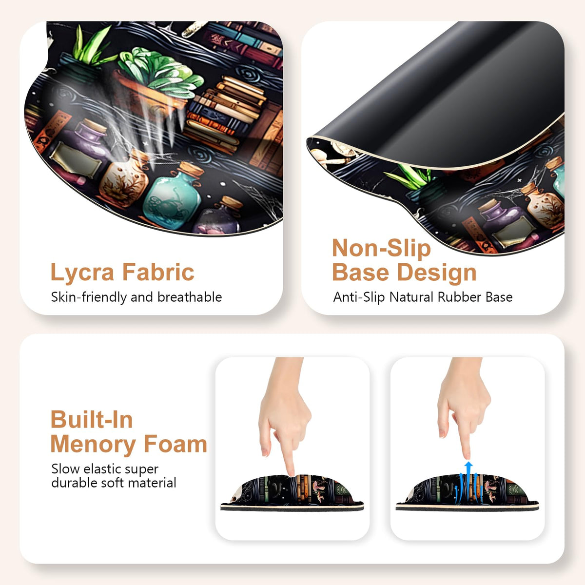 Forest Library Books Mouse Pad, XXL Large Desk Mat Extended Nature Aesthetic Deskpad, 4 PCS
