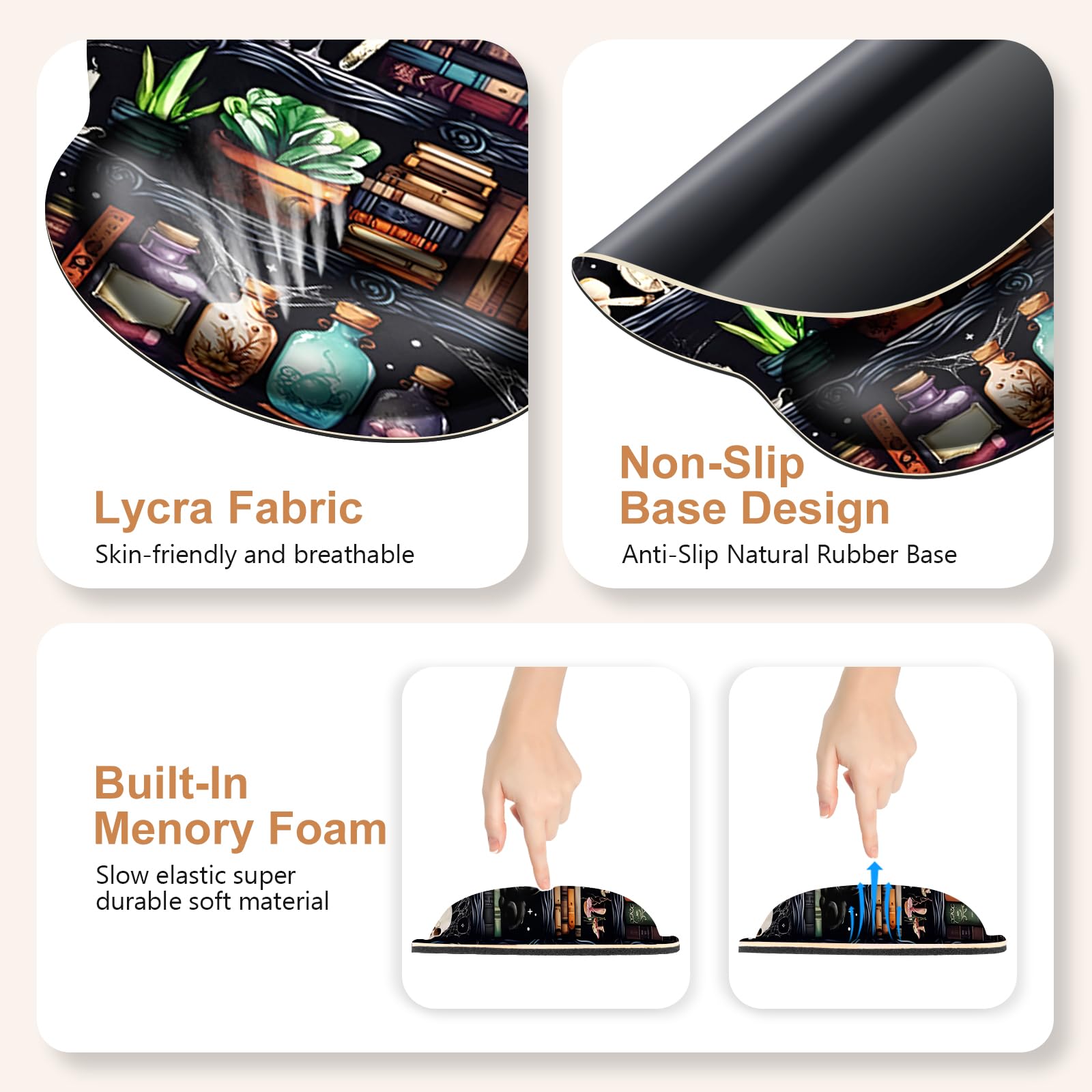 Forest Library Books Mouse Pad, XXL Large Desk Mat Extended Nature Aesthetic Deskpad, 4 PCS