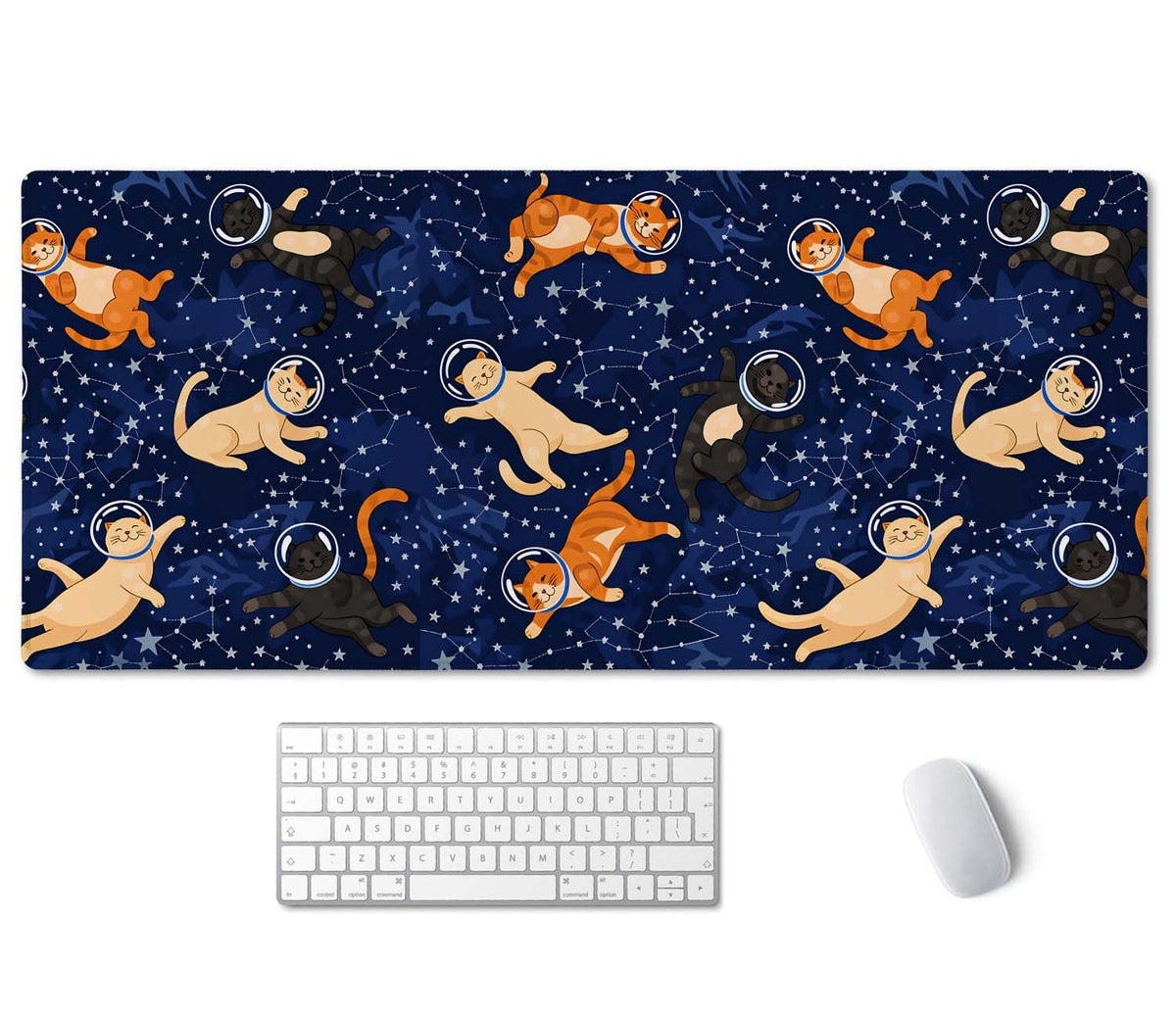 SSOIU Cute Cats & Constellations Desk Mat - Extra Large, XXL Gaming Mouse Pad, 35.5" x 15.7"