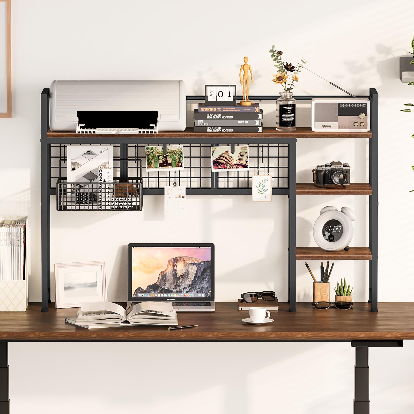 Snughome Desk Shelf, 44.9" Desktop Organizer Shelf, Desk Hutch for Computer Monitor, 4 Tier Desk