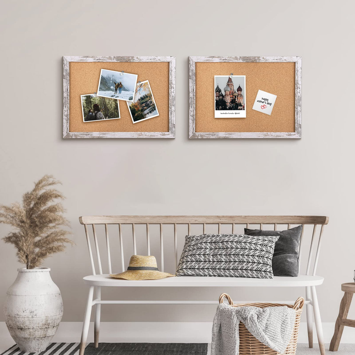 Aitakatta Cork Board Bulletin Board, Decorative Hanging Framed Cork Boards for Walls, Pin Board