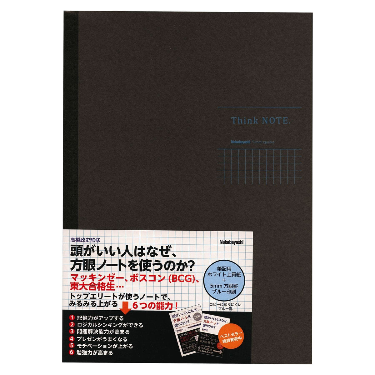 Masafumi Takahashi x Nakabayashi Logical Sink Notebook, Square Black Blue No-B552S-DB