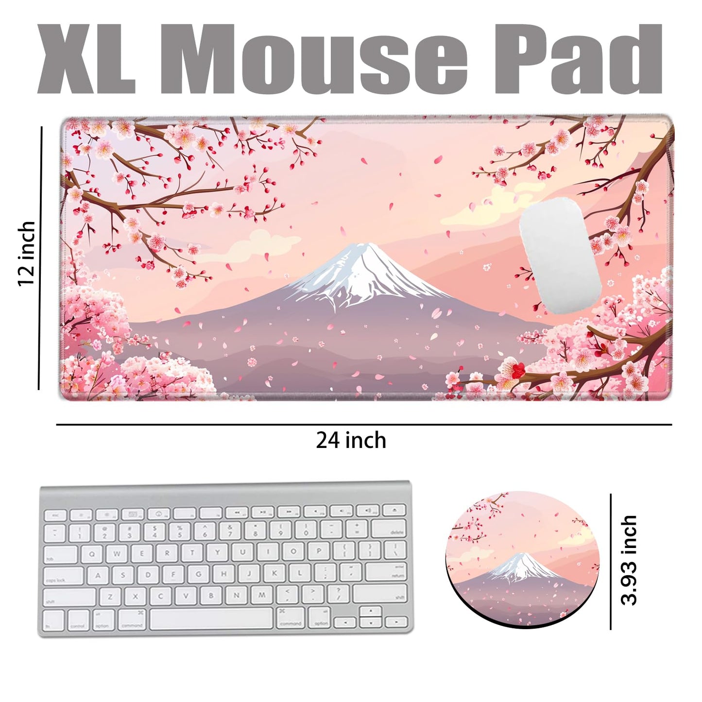 Gaming Mouse Pad Cherry Blossom Desk Mat Sakura Mousepad XL Desk Pad 24x12 Computer Mat Large Mouse