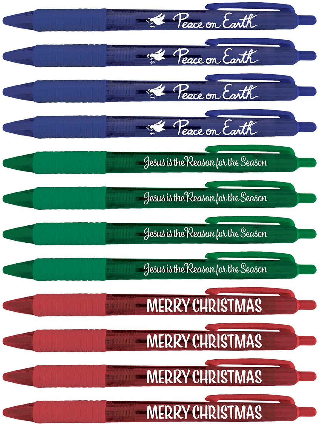 Greeting Pen Christmas Religious Pens-3 Designs Translucent 12 Pen Set 46003
