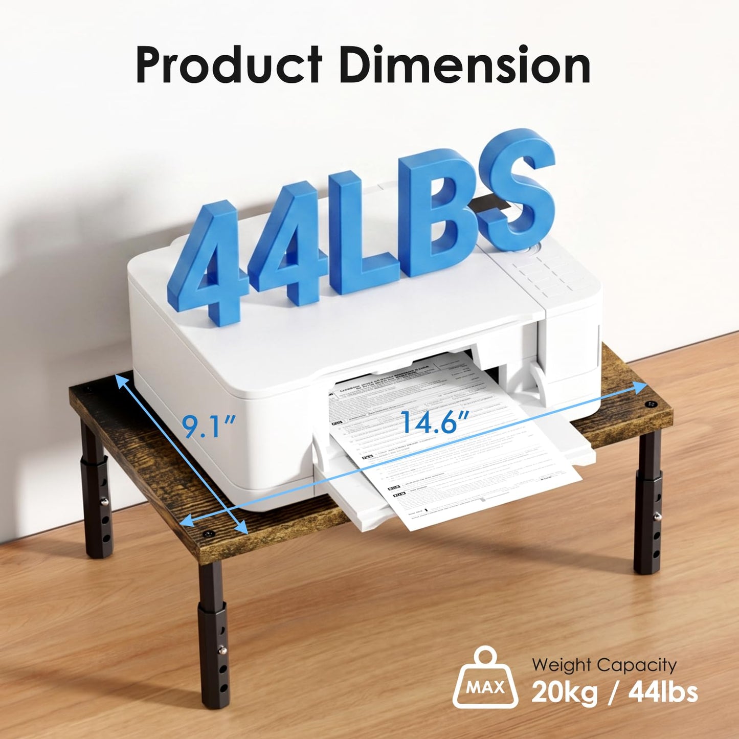 ECOLOVI Adjustable Wood Computer Monitor Stand Riser, Office Desk Organizer and Accessories for