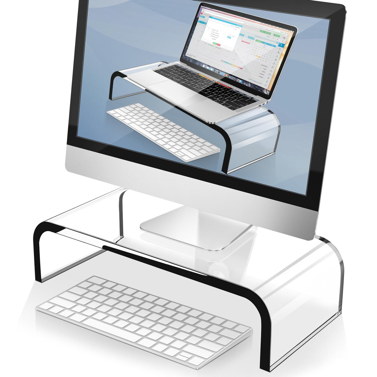 AboveTEK Acrylic Monitor Stand – Clear Monitor Riser & Computer Desk Stand, Premium Acrylic Laptop