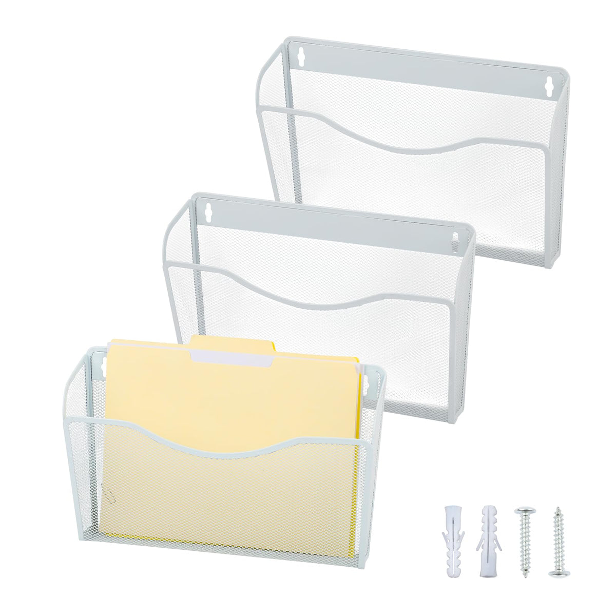 EASEPRES 3 Single Pocket Mesh Hanging File Organizer, Vertical Wall Mounted Magazine File Holder