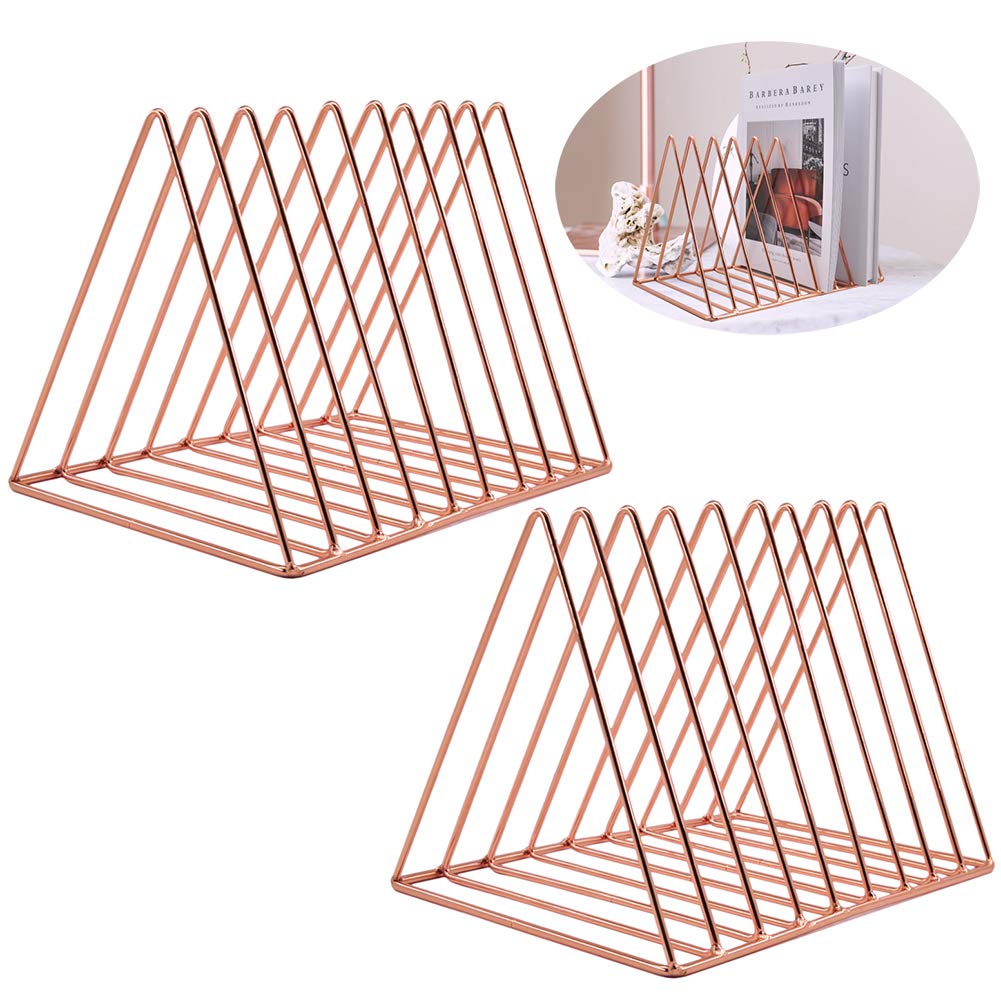 EASEPRES 9 Slot Magazine Rack Book Record Holder, Desktop Iron Storage Rack Bookshelf Multifunction