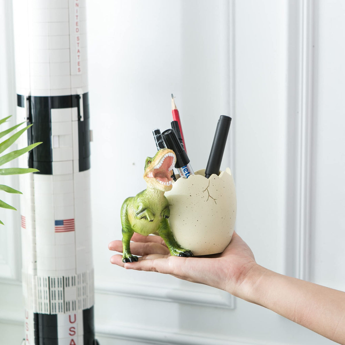 Banllis Dinosaur Pen Holder & Pencil Holder for Desk, Jurassic Park Decor
