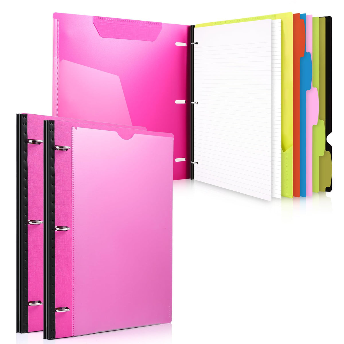 WOT I 2-Pack Telescoping 3 Ring Binder Notebooks, Pink