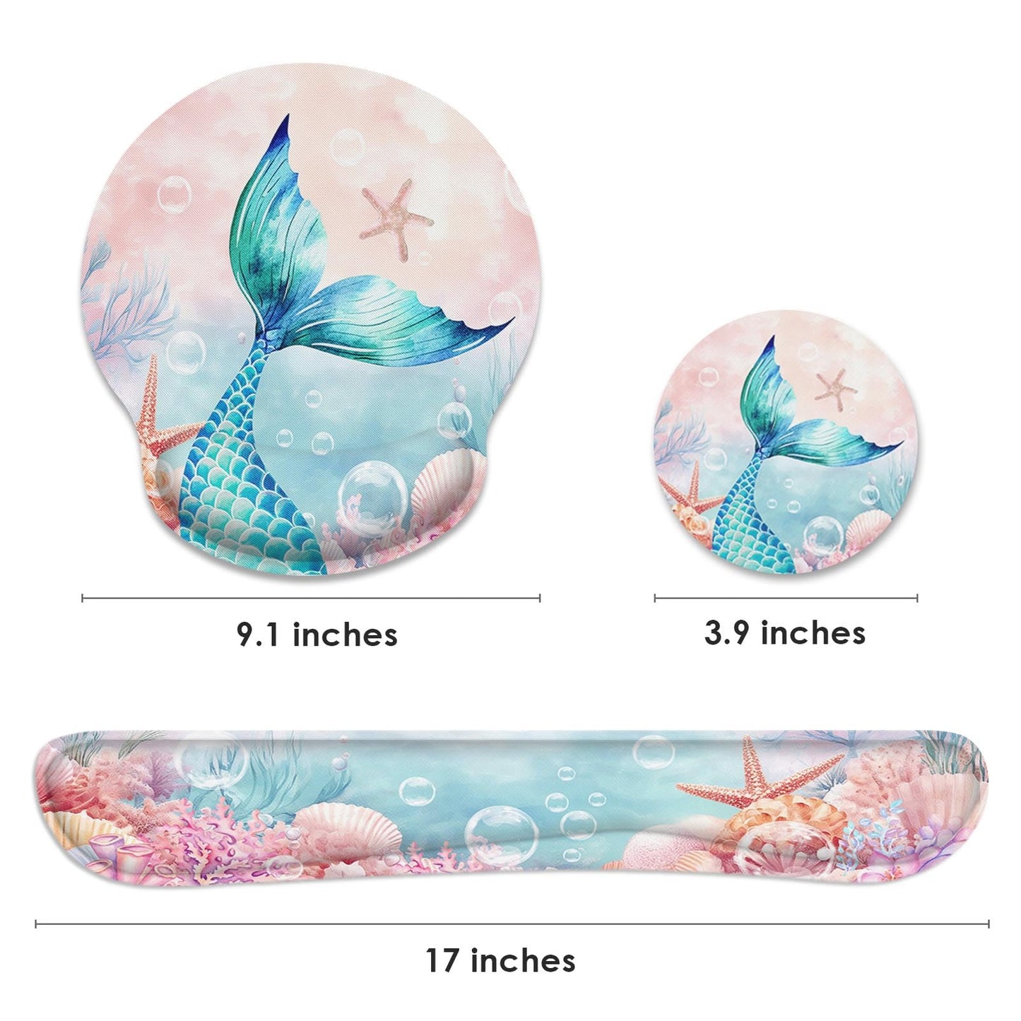 Britimes Ergonomic Mouse Pad Set with Wrist Rest, Mermaid Deep