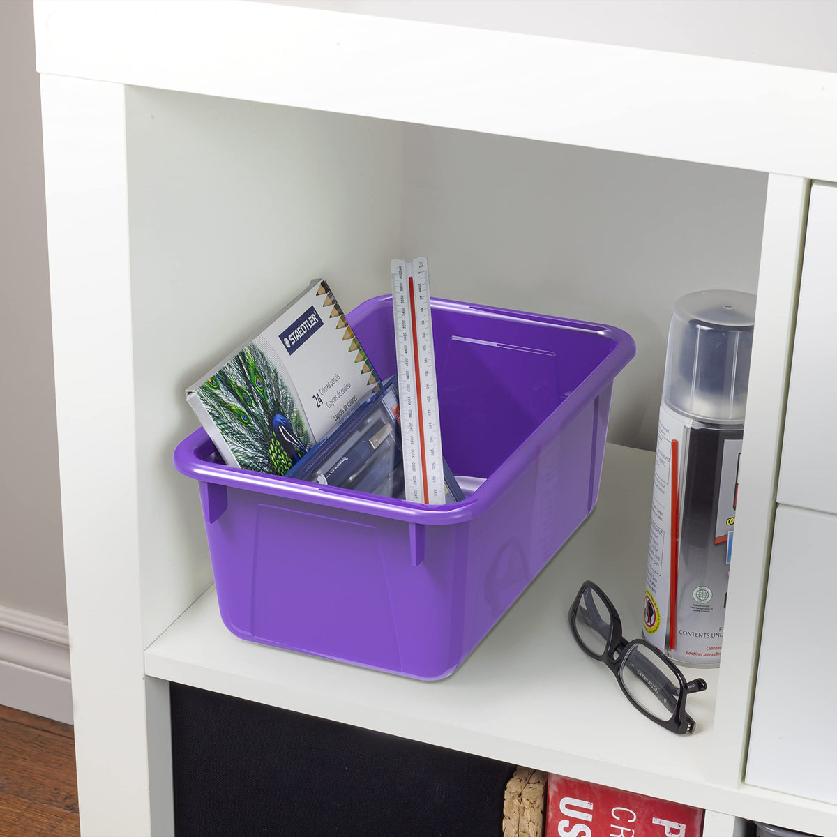 Storex Small Cubby Bins – Plastic Storage Containers for Classroom, 12.2 x 7.8 x 5.1 inches