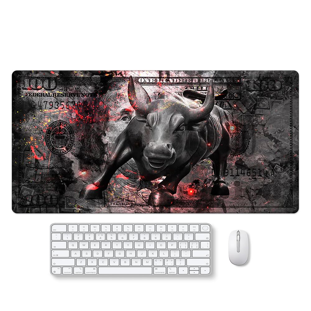 Reateforin Gaming Mouse Pad Black Gray Money Bull Motivational Sign Inspirational Quote Mouse Pad