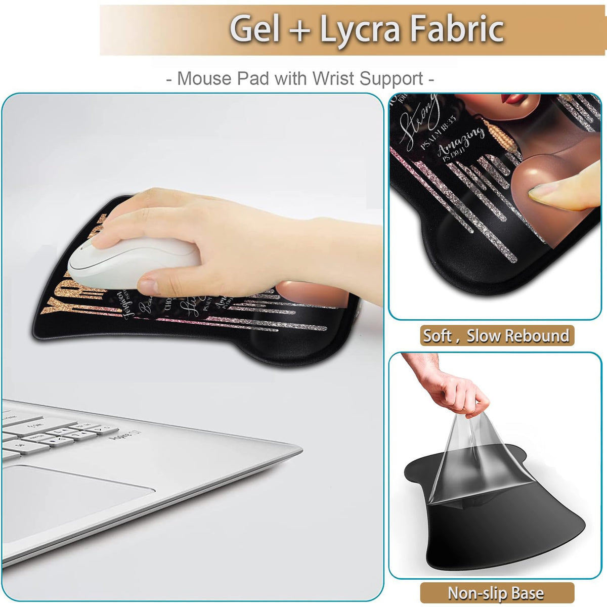 Keyboard Wrist Rest and Mouse Pad Wrist Support Set, Ergonomic Gel Mouse Pad Wrist Rest with