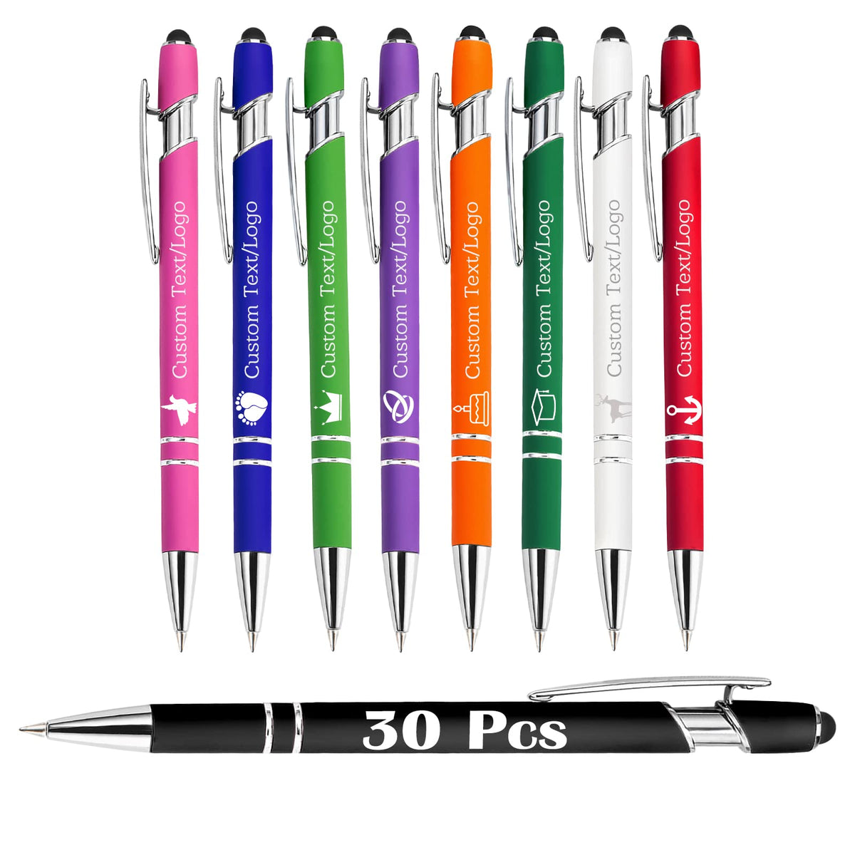 Xsersao 30PCS Personalized Custom Pens with Name Logo Engraved Pen Bulk Customized Ballpoint Pens
